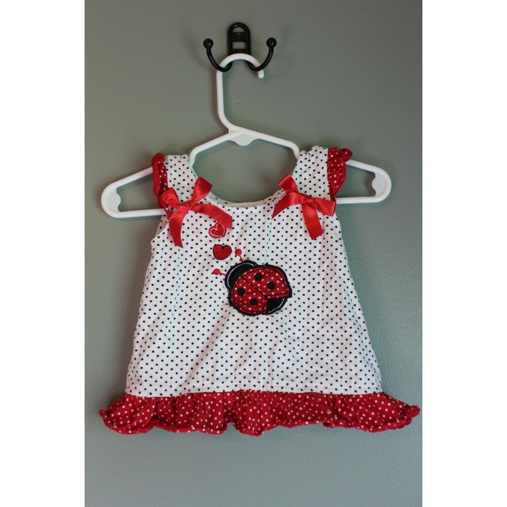 DDG Darling Baby Girls Sleeveless Red Ladybug Shirt/ Dress 12M